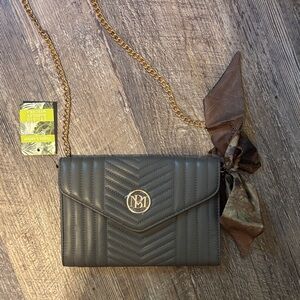 Grey  Quilted Chain Shoulder Bag gray nwt and twilly